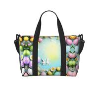 Spring Happy Easter Holiday - Bolsas de viaje versátiles para artículos personales para mujer, espaciosas bolsas de lona para viajes, bolsas de gimnasio para hombres, Negro -, Talla única