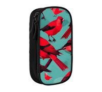 Spring Is In The Air - Bolsa de almacenamiento de tela Oxford para artículos de papelería, estuche duradero con cremallera, ideal para viajes, Red Birds Fauna Wild, Talla única