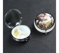 Spring is in The Air - Pastillero de metal con 3 compartimentos, organizador portátil de pastillas de viaje para bolsillo o bolso, caja de medicina redonda decorativa, contenedor de vitaminas