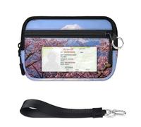 Spring Japan Mt Fuji - Mini funda para tarjetas con cremallera para mujeres y hombres, con ventana de identificación, cartera japonesa, portátil, ligera, pequeña, con cremallera, organizador de