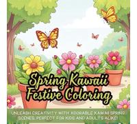 Spring Kawaii Festive Coloring: Unleash creativity with adorable kawaii spring scenes, perfect for kids and adults alike!