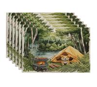 Spring Lakeland Terrier - Juego de 6 manteles individuales con diseño de perro, 12 x 18 pulgadas, tienda de campaña para barbacoa, 6 unidades, lavables para comedor, decoración de mascotas, vacaciones