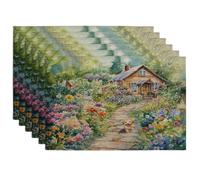 Spring Lakeland Terrier - Juego de 6 manteles individuales de 12 x 18 pulgadas, 6 manteles individuales de temporada para comedor, decoración de cocina y hogar