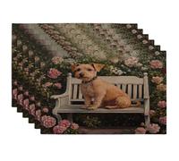 Spring Lakeland Terrier - Juego de 6 manteles individuales de 12 x 18 pulgadas, diseño romántico floral, 6 manteles individuales lavables para el hogar, comedor, fiesta de mascotas, decoración de