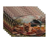 Spring Lakeland Terrier - Juego de 6 manteles individuales de camping con diseño de perro, 12 x 18 pulgadas, 6 manteles individuales para cenar en casa, picnic, vacaciones, fiesta, cocina, decoración