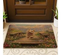 Spring Lakeland Terrier - Tapete para puerta delantera de perro, color negro, 29 x 17 pulgadas, antideslizante, diseño de flores, para patio, cochera, zapatos fuera de la puerta