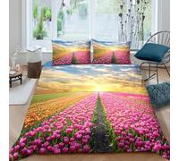 Spring Landscape Style Funda Edredon Juego de Ropa de Cama de 3 Piezas Impresión 3D Cierre de Spring Paisaje Estilo Funda de Edredón Funda de Almohada a Juego for niña Super King（260x220cm）