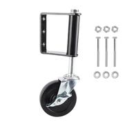 Spring Loaded Adjustable Gate Wheel Heavy Duty 330lbs Bearing 360° Swivel Rubber Wheel with Brake for Yard Workshop Warehouse Stainless Steel 4in