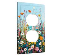 Spring Meadow - Placas de cubierta para interruptor de luz, cubiertas de tomacorrientes, decoración floral azul para decoración del hogar, placas de pared, tamaño estándar, salida dúplex individual