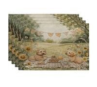 Spring Norfolk Terrier - Juego de 4 manteles individuales de perro, 30.5 x 45.7 cm, bonito y divertido campo de picnic, 4 manteles individuales lavables para el hogar, comedor, fiesta de mascotas
