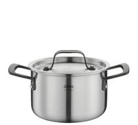 Spring Olla Gourmet de varias capas con tapa de acero inoxidable, apta para horno, con escala interior, diámetro de 16 cm, altura 10 cm, 2 litros, color negro