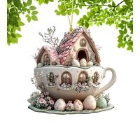 Spring Ornament Colorful Easter Egg Colgantes Decorations, Miniature House and Bunny Charms with Backpack Clip, Adds Festive Fun and Charm, Ideal para Tree Wall Window Holiday Setup (174 caracteres)