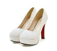 Spring Pattern Fashion Round Head Temperament High-Heeled Women Shoes Golden Silvery Sequins Banquet Marry(Color 14,34)