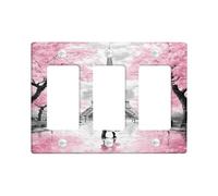 Spring Peach Cherry Blossom - Placa de cubierta para interruptor de luz, estilo parisino, placas de pared termoplásticas, tamaño estándar de 3 bandas