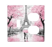 Spring Peach Cherry Blossom - Placa de cubierta para interruptor de luz, estilo parisino, placas de pared termoplásticas, tamaño estándar dúplex