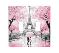 Spring Peach Cherry Blossom - Placa de cubierta para interruptor de luz, estilo parisino, placas de pared termoplásticas, tamaño estándar, doble palanca