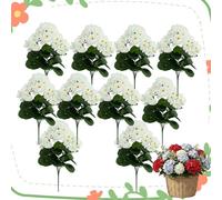 Spring Porch Refresh Artificial Hydrangea Flowers, UV Resistant Silk Floral Stems for Outdoor Planters, 16-Inch Faux Fake Plants for Window Box, Garden & Home Wedding Decor, 6/8/10 Pcs (A,10Pcs)