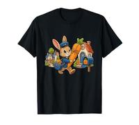 Spring Postman Bunny Entregando Zanahoria Gigante Escena Camiseta