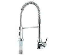 Spring Pull Down Kitchen Faucets Stream Spray Head Hot Cold Water Tap Stainless Steel Rotation Kitchen Mixer Tap Crane(Chrome)