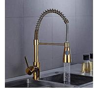 Spring Pull Out Kitchen Faucet Brass Black and Nickel Pull Down Kitchen Sink Faucet Luxury Hot & Cold Kitchen Mixer tap Style(Style 1 Gold)