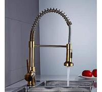 Spring Pull Out Kitchen Faucet Brass Black and Nickel Pull Down Kitchen Sink Faucet Luxury Hot & Cold Kitchen Mixer tap Style(Style 1 Gold)