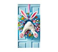 Spring Rabbit Backdrop - Cortina para celebración de festivales para celebración de temporada, panel de tela impreso, 90 x 180 cm, hoja colgante lavable, diseño de dibujos animados, tema de animales