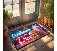 Spring Rug Outdoor Welcome To The Diner: Classic Burger And Milkshake Delight Felpudo para puerta de entrada interior (50 x 80 cm)
