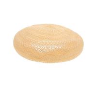 Spring Summer Beret Hat Vintage Hollow-out Hat Vacation Woven Travel Casual Art Hat (Khaki)