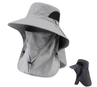 Spring/Summer Fisherman's Hat,Detachable Outdoor Sun-Protective Face Covering,Face Covering Neck Protection Wide Brim Sun Cap (Light Gray)