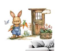 Spring Wall Decals - Adhesivos Easter Wall Decor Stickers, 29 x 20 cm Bunny Stickers For Easter | Cute Colorful PVC Decorations | Flower WalLl Decor, Nursery Decorations, Holiday Window Sticker For