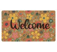Spring-Welcome-Felpudo para entrada al aire libre, tapete de fibra de coco con flores coloridas y antideslizante para puerta delantera, decoración del hogar, 43 x 73 cm