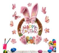 Spring Window Clings, Bunny Butterfly Decals, Easter Rabbit Flower Stickers For Walls Transparent Static Design, Holiday Decor Kit, Ideal Home Classroom Party Office Living Room Celebration