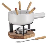 SPRING WINTERTHUR - Juego de fondue para queso (cerámica, 20 cm, 6 tenedores), color blanco