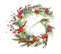 Spring Wreath - 1.5M Red White Blue Daisy Garland, Patriotic Flower Wreath | Decorative Door Hanging Accent, Vibrant Artificial Floral Arrangement Lightweight Reusable For Porch Patio