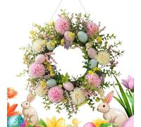 Spring Wreath - Colorful Eggs Daisies Garland Sign,15.75inch Artificial Easter Summer Wreath,for Farmhouse, Home, Indoor, Outdoor, Window, Wall, Holiday, Wedding, Party, Valentines