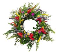 Spring Wreath - Colorful Wildflower Wreaths | Easter For Front Door Home Porch Farmhouse Decor 14in 16in Flower Garland, Artificial Floral Berry Foliage Wall Hanging Outdoor Entryway Ornament Set
