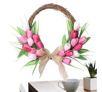 Spring Wreath - Welcome Artificial Floral Garland, Colorful Faux Flower Spring Door Decoration, Seasonal Wreath for Front Door, Window, Wall, Living Room, Bedroom, Wedding, Festival