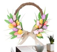 Spring Wreath - Welcome Artificial Floral Garland, Colorful Faux Flower Spring Door Decoration, Seasonal Wreath for Front Door, Window, Wall, Living Room, Bedroom, Wedding, Festival