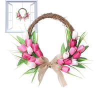 Spring Wreaths For Front Door - 22" Large Floral Welcome Wreath, Silk Realistic Flower Hanger, UV-Resistant Outdoor Decoration, Seasonal Wall Art, Wedding & Holiday Window Decor | For Home