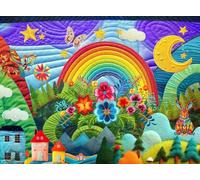 Springbok El rompecabezas de 1000 piezas para adultos cuenta con imágenes de un edredón increíble y colorido con una escena de verano y las herramientas utilizadas para crearlo.