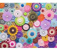 Springbok 's Bloomin Buttons - Rompecabezas de 1000 Piezas para Adultos por la Artista Linda Stewart Cuenta con una Foto de una composición Floral Hecha de Botones y Papel