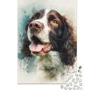 Springer Spaniel Inglés Puzzle Acuarela Perro para Adultos Y Niños, 1000 Piezas De Diversión En Familia, Un Desafío Emocionante para La Noche De Juegos 38x26cm/1000pcs