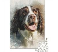 Springer Spaniel Inglés Puzzle Acuarela Perro para Adultos Y Niños, 1000 Piezas De Diversión En Familia, Un Desafío Emocionante para La Noche De Juegos 38x26cm/1000pcs