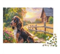 Springer Spaniel Paper Spaniel Walking in Autumn Landscape Jigsaw Puzzle Set for Adults Educational Gift Relaxing Activity 52x38cm/1000pcs