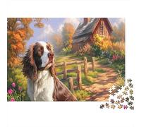 Springer Spaniel Paperboard Two Spaniels on Wooden Board Classic Jigsaw Puzzle Brain Training Gift for Adults 70x50cm/1000pcs