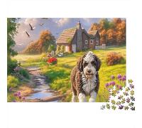 Springer Spaniel Premium Paper Spaniel with Blue Collar on Couch DIY Jigsaw Puzzle Decorative Stress Relief 70x50cm/1000pcs