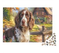 Springer Spaniel Rompecabezas de Papel de Spaniel en la Valla Junto al Arroyo, Entretenimiento contra el aburrimiento, Regalo Coleccionable 52x38cm/1000 Piezas