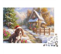 Springer Spaniel Sturdy Paper Spaniel in Autumn Field with Flowers Jigsaw Puzzle Stress Relief Home Decor 52x38cm/1000pcs