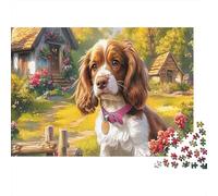 Springer Spaniel Thick Paper Spaniel with Red Bow Tie in Garden Jigsaw Puzzle Bundle Family Activity 52x38cm/1000pcs