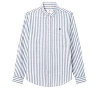 Springfield Camisa de algodón Slub Rayas Tejido Ligero, Azul Marítimo, M para Hombre